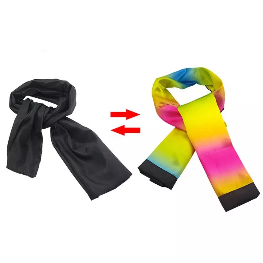 Change Color Scarf Magic tricks Black To Rainbow Silk Streame Magic Tricks magia Props Funny stage Close Up Magie Toys
